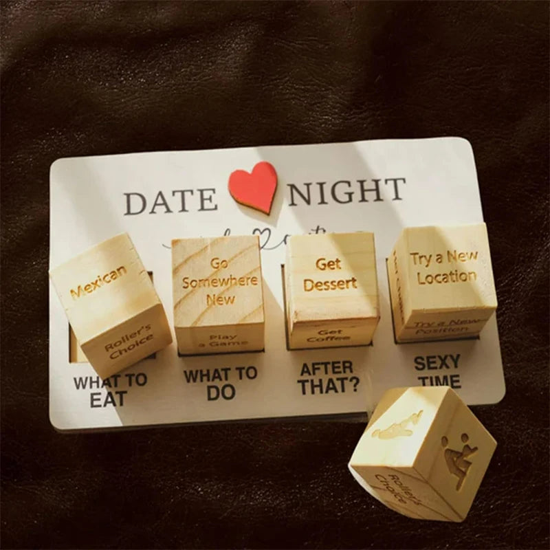 Date Night Dice for Couples, Date Night Ideas Dice After Dark Edition, Funny What to Do Wooden Couple Dice for Married Couples, Valentine's Day Anniversary Birthdays Gift (Wood Color)