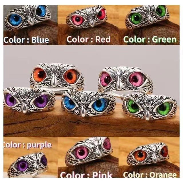 Vintage Ring Owl Ring Devil's Eye Ring