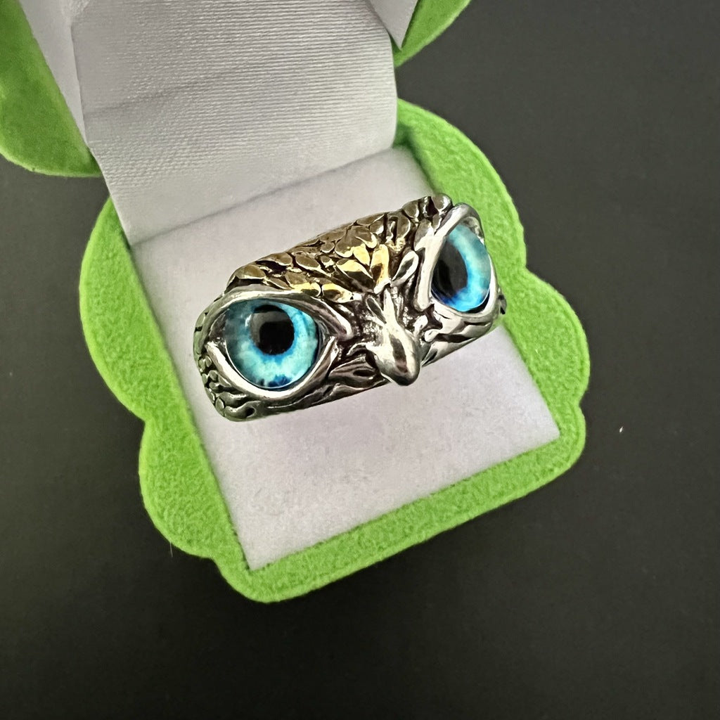 Vintage Ring Owl Ring Devil's Eye Ring