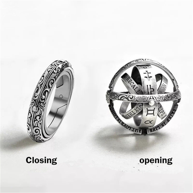 Astronomical ball ring deformed rotating ring retro ball type couple ring