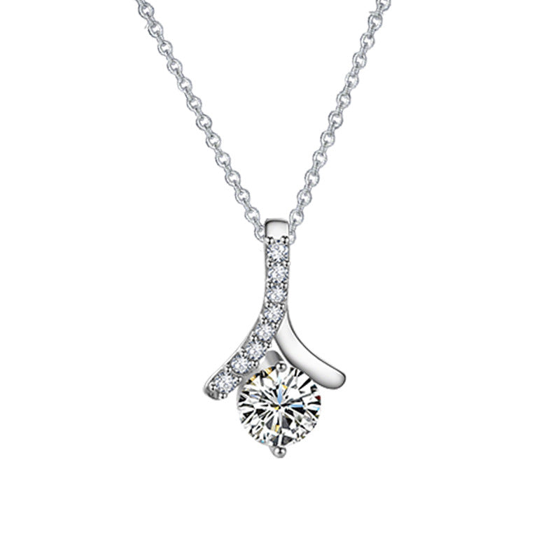 Herringbone pendant necklace women's full diamond light luxury clavicle chain