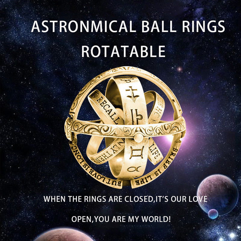 Astronomical ball ring deformed rotating ring retro ball type couple ring