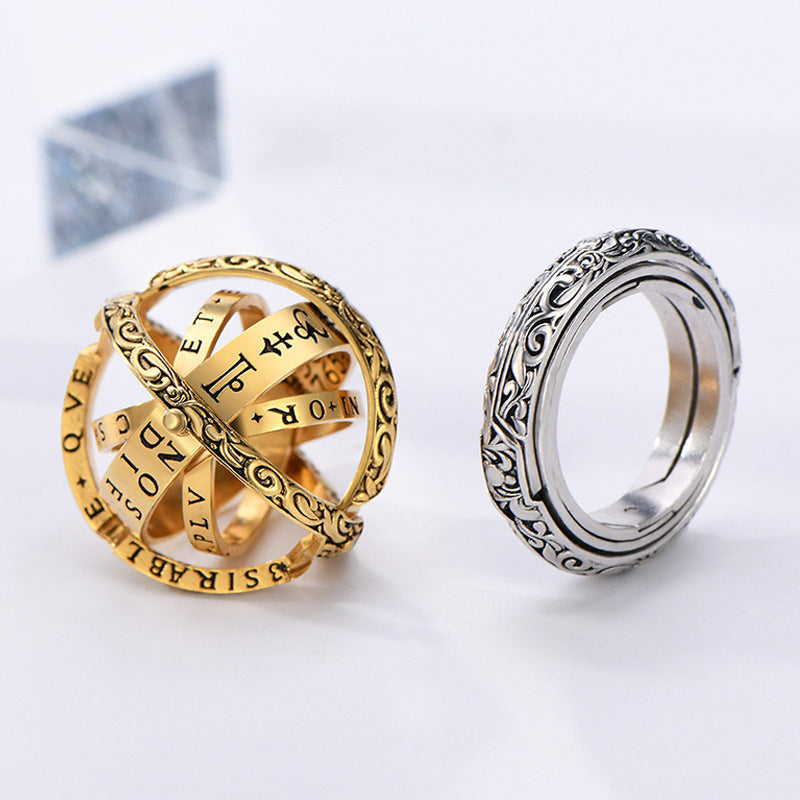 Astronomical ball ring deformed rotating ring retro ball type couple ring