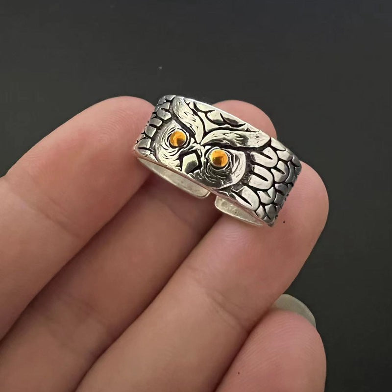Vintage Ring Owl Ring Devil's Eye Ring