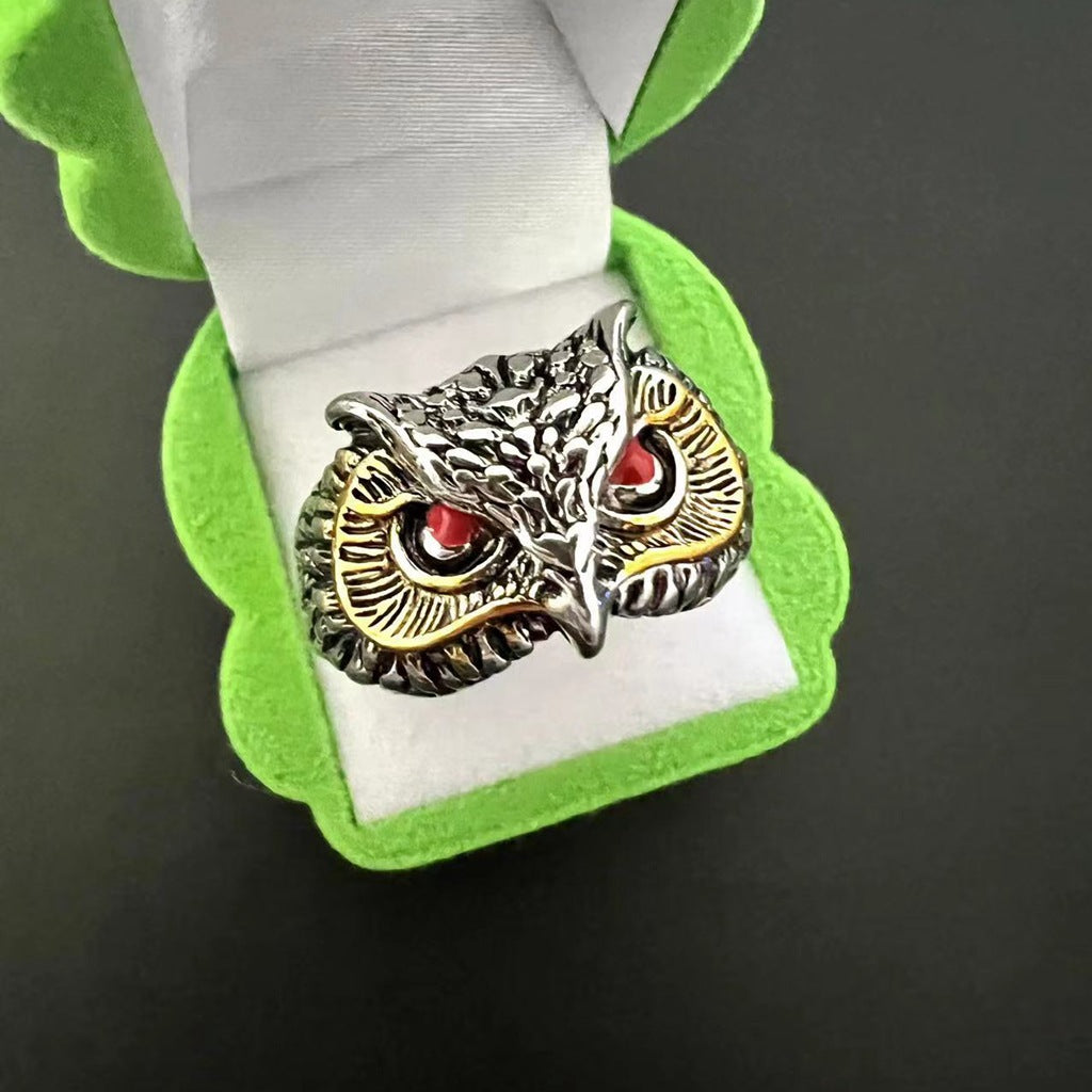 Vintage Ring Owl Ring Devil's Eye Ring