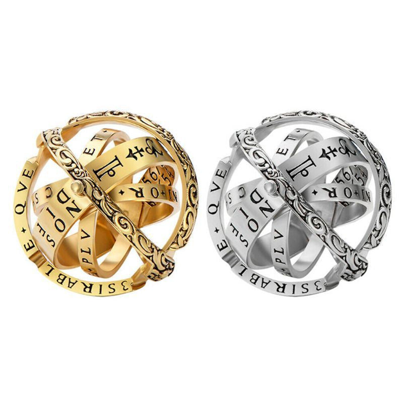 Astronomical ball ring deformed rotating ring retro ball type couple ring