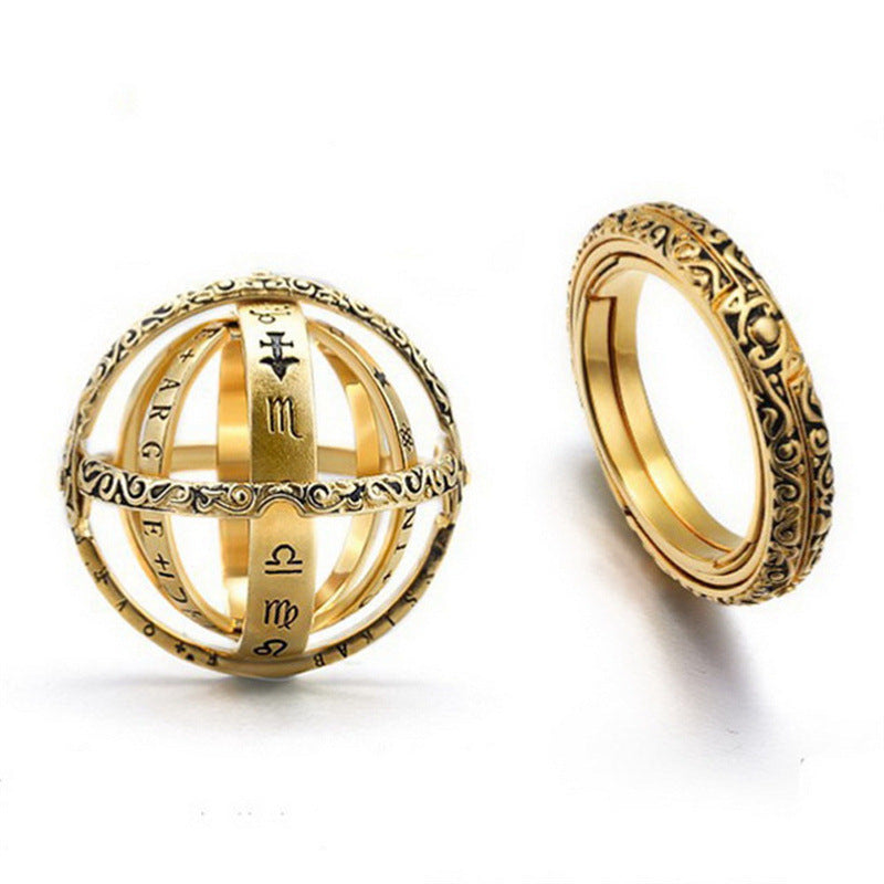 Astronomical ball ring deformed rotating ring retro ball type couple ring