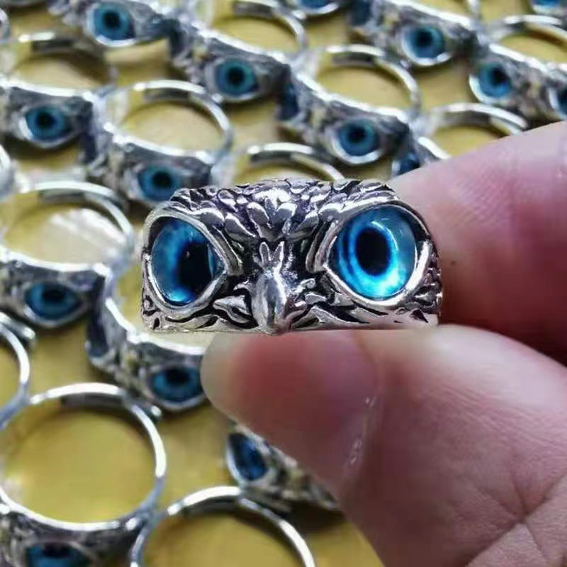 Vintage Ring Owl Ring Devil's Eye Ring