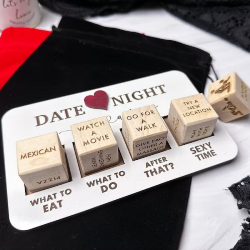 Date Night Dice for Couples, Date Night Ideas Dice After Dark Edition, Funny What to Do Wooden Couple Dice for Married Couples, Valentine's Day Anniversary Birthdays Gift (Wood Color)
