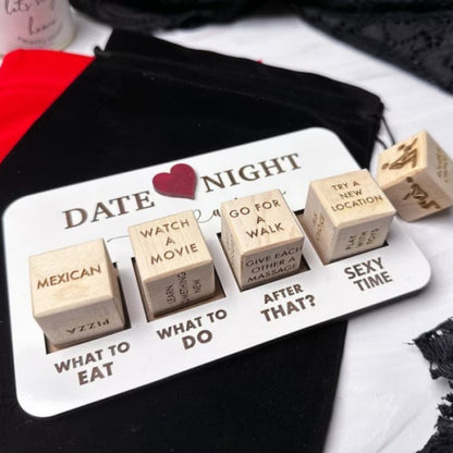 Date Night Dice for Couples, Date Night Ideas Dice After Dark Edition, Funny What to Do Wooden Couple Dice for Married Couples, Valentine's Day Anniversary Birthdays Gift (Wood Color)
