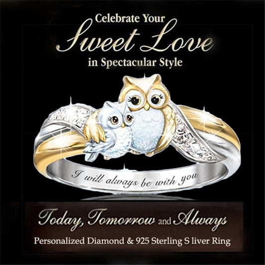 Two Color Ring Women's Owl Animal Ring