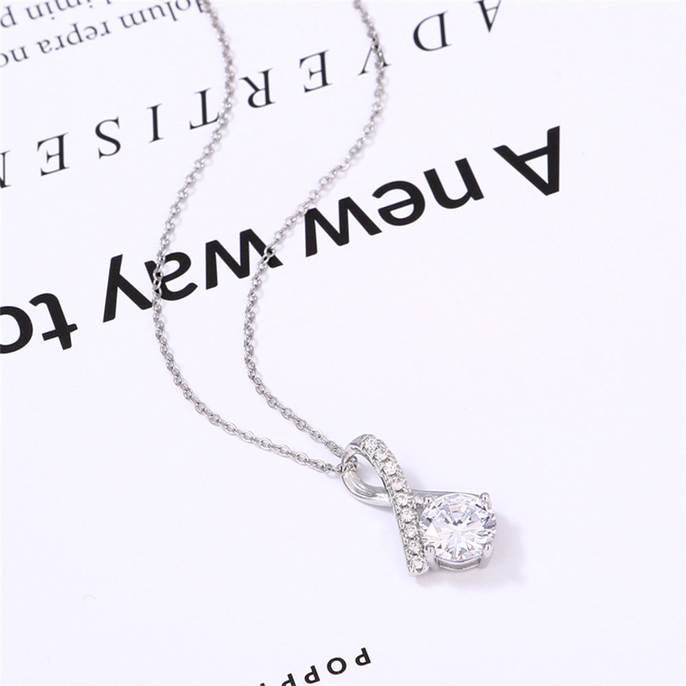Herringbone pendant necklace women's full diamond light luxury clavicle chain